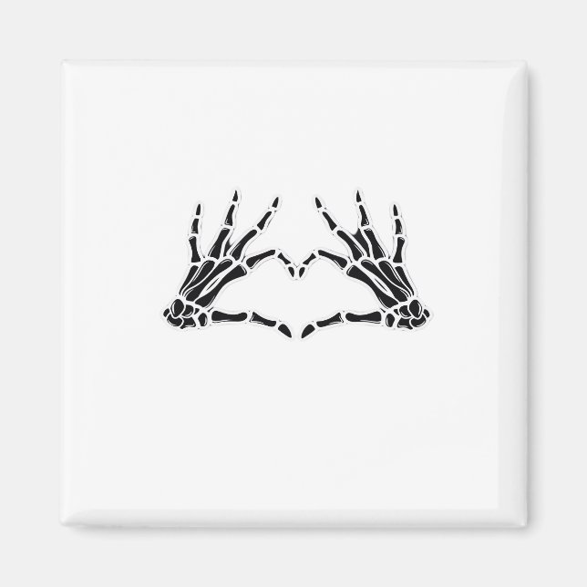 Skeletthandschuhe in Herzform - Einzigartige Kunst Magnet (Vorne)