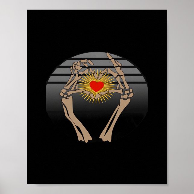 Skeletthandschuhe machen ein Herz Classic Poster (Vorne)