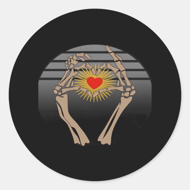 Skeletthandschuhe machen ein Herz Classic Runder Aufkleber (Vorderseite)