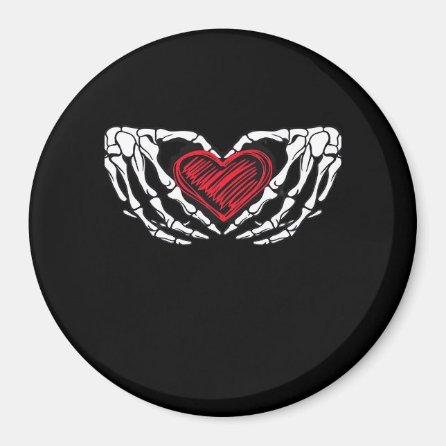 Skeletthandschuhe mit Herz-Klassik Magnet (Vorne)