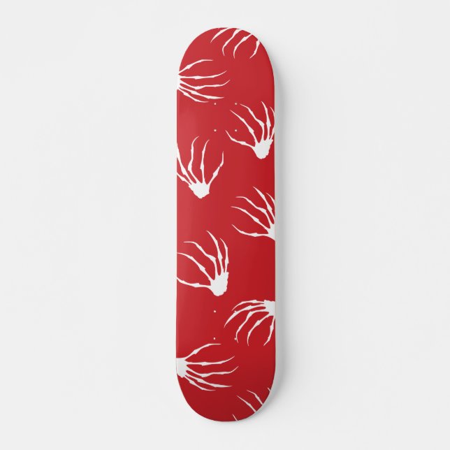 Skeletthandschuhe - Rot Skateboard (Vorne)