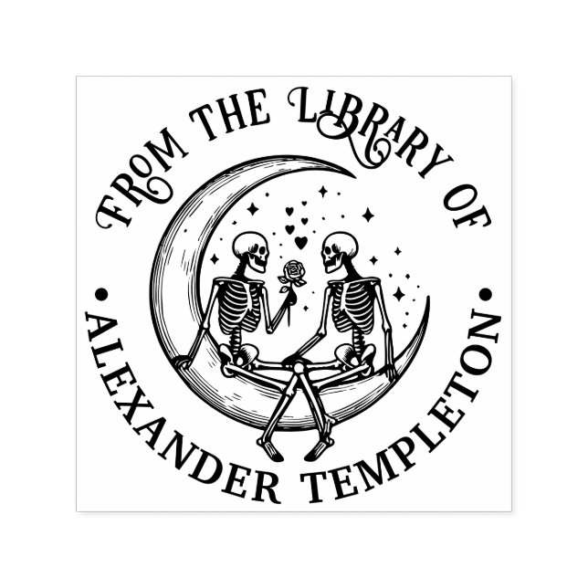 Skeletthaus Crescent Moon Library Name Permastempel (Design)