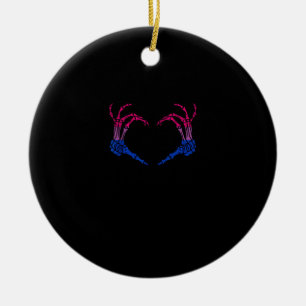Skelettherz Bisexual LGBbt Q Pride Skull Hand Keramik Ornament