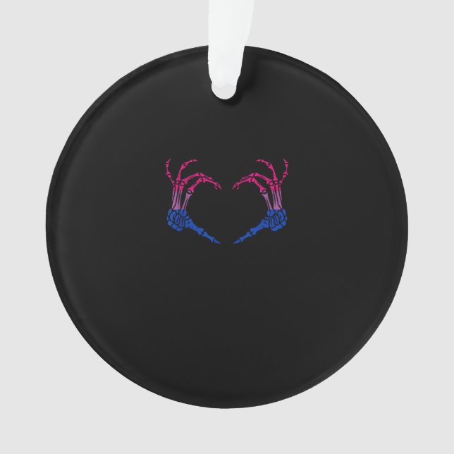 Skelettherz Bisexual LGBbt Q Pride Skull Hand Ornament (Vorderseite)
