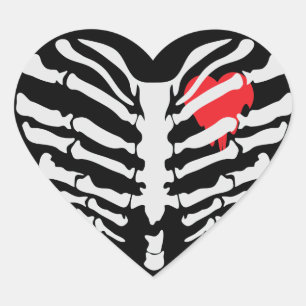 Skelettherz Herz-Aufkleber