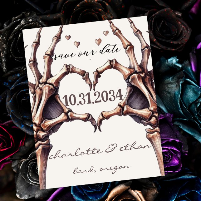 Skelettherz Save the Date Magnet (Save the Date Magnet for Gothic Themed Wedding)