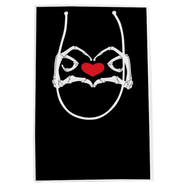 Skelettherz und Hände Funny Mittlere Geschenktüte (Vorderseite)