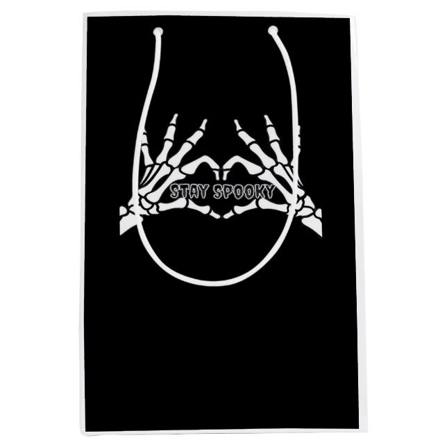 Skelettherz und Handschuhe Klassisches Design Mittlere Geschenktüte (Vorderseite)