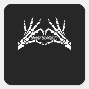 Skelettherz und Handschuhe Klassisches Design Quadratischer Aufkleber