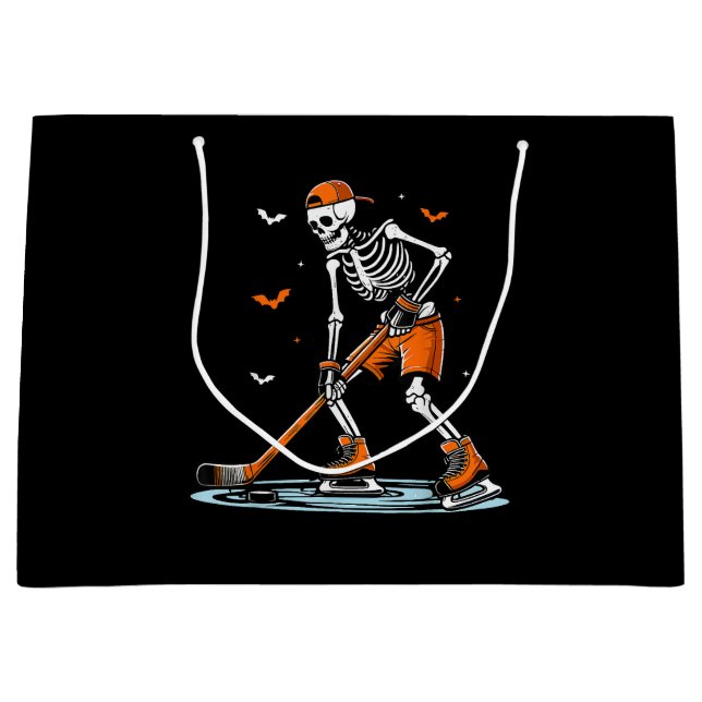 Skeletti Eishockey Halloween Boys Funny Halloween Große Geschenktüte (Vorderseite)