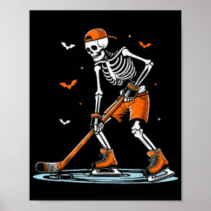 Skeletti Eishockey Halloween Boys Funny Halloween Poster