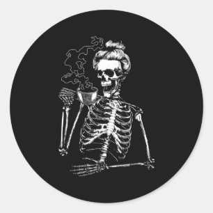 Skelettkaffee Halloween Skelettkaffee Runder Aufkleber