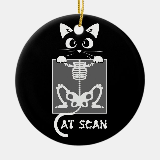 Skelettkatzenscans Ct Scaning Funny X Ray Pub Meme Keramik Ornament (Vorne)