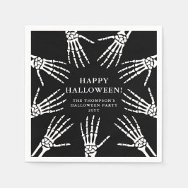 Skelettknochen auf schwarzen Halloween Serviette