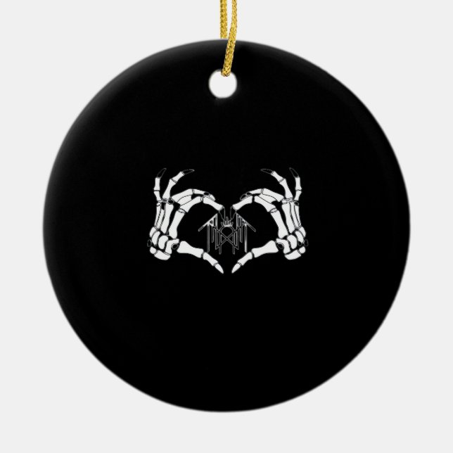 Skelettknochen-Herz-Hände Keramik Ornament (Vorne)