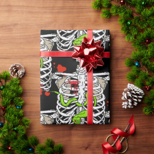 Skelettknochen Ribcage Blutplättchen Halloween Geschenkpapier