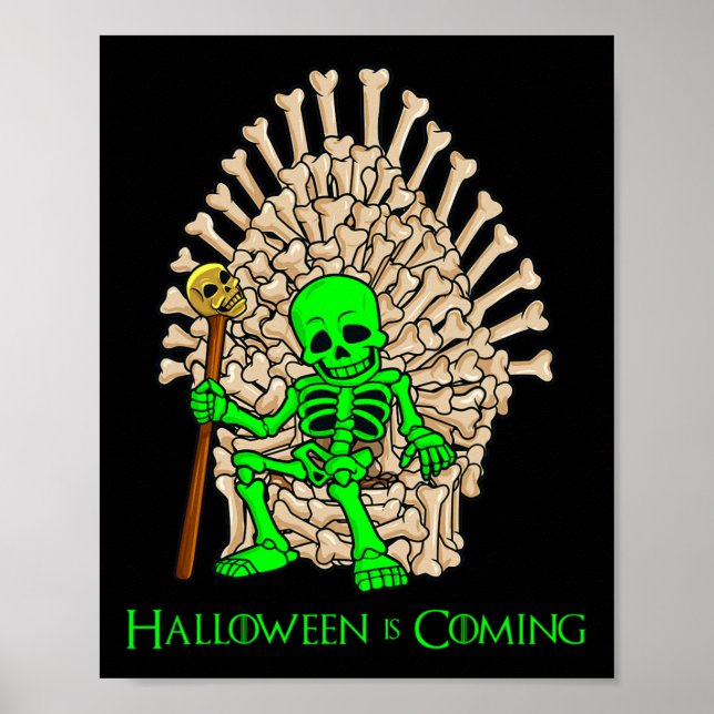 Skelettknochen Throne Halloween Poster (Vorne)