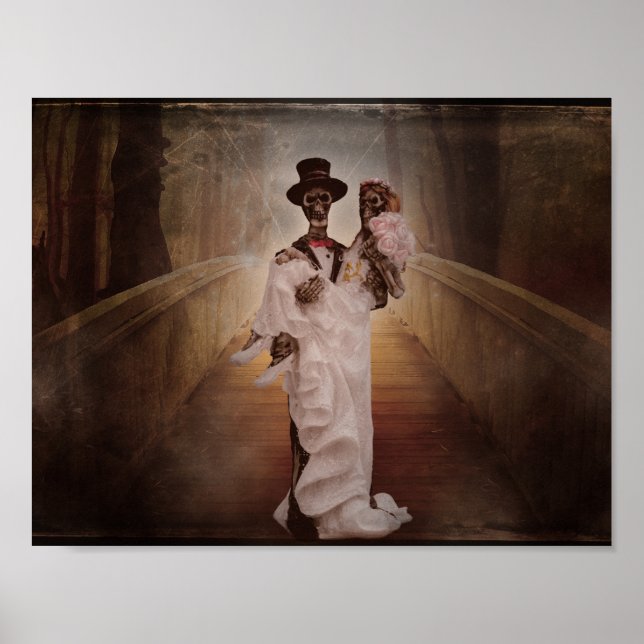 Skelettkunst für Braut und Bräutigam Poster (Vorne)