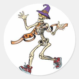 Skelettlauf Halloween Funny Runners Sport Runder Aufkleber