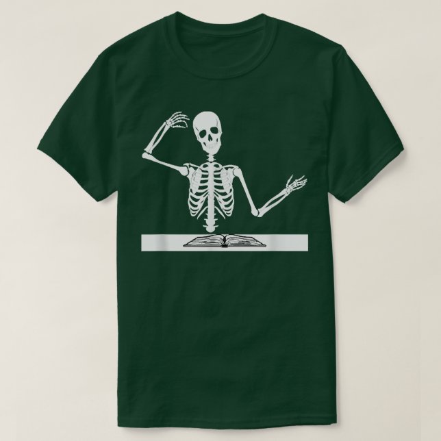 Skelettlehrer Buchgeschichte T - Shirt (Design vorne)