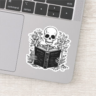 Skelettlesen Buch dunkle Romantik Aufkleber