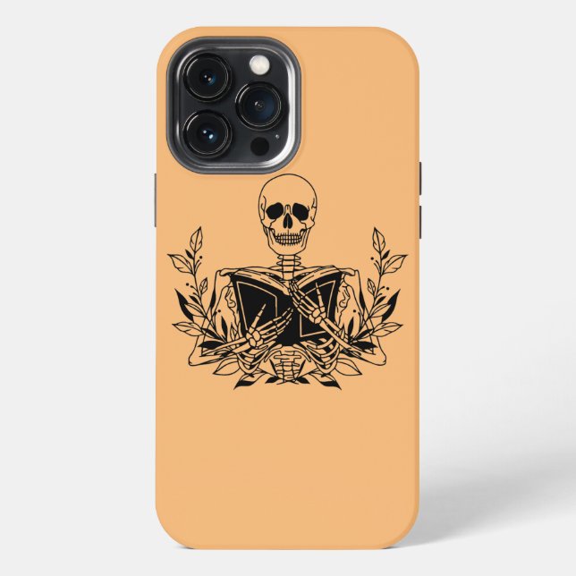 Skelettleser Buch Bookworm Reader Funny Gift  iPhone Hülle (Rückseite)