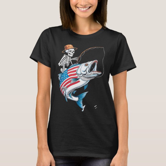 Skelettmann angelt T-Shirt (Vorderseite)