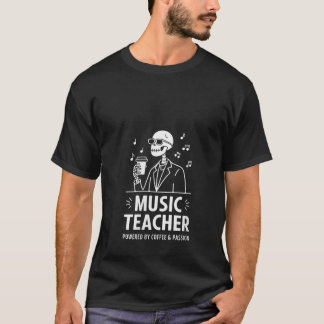 Skelettmusiklehrerin mit Kaffee Pa T-Shirt
