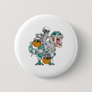 Skeletto Riding Dinosaur T Rex Spaß Kinder Jungen  Button