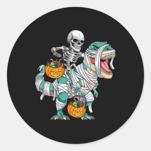 Skeletto Riding Dinosaur T Rex Spaß Kinder Jungen Runder Aufkleber