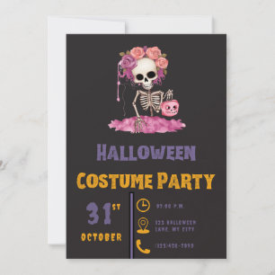 Skeletton Blume Krone der Rose Schwarzes Halloween Einladung