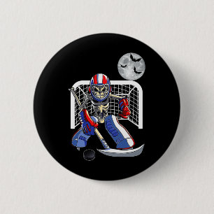 Skeletton Eishockey-Happy Halloween Day Bo Button