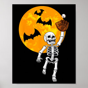 Skeletton Halloween Men Boys Baseball Halloween 1 Poster