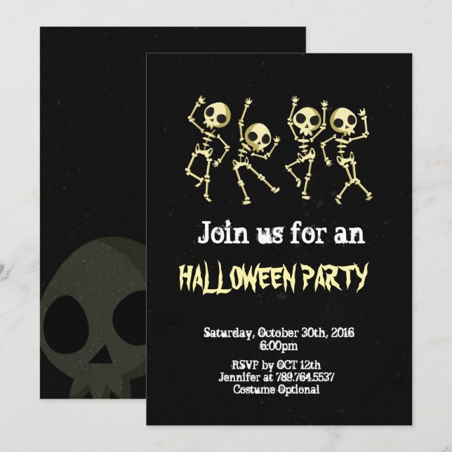 Skeletton-Halloween-Party Einladung (Vorne/Hinten)