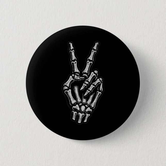 Skeletton Hand Friedenszeichen 1 Button (Vorderseite)