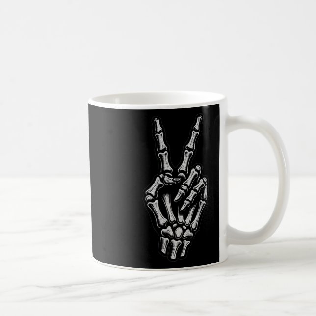 Skeletton Hand Friedenszeichen 1 Kaffeetasse (Rechts)