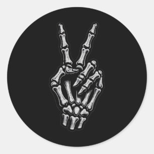 Skeletton Hand Friedenszeichen 1 Runder Aufkleber