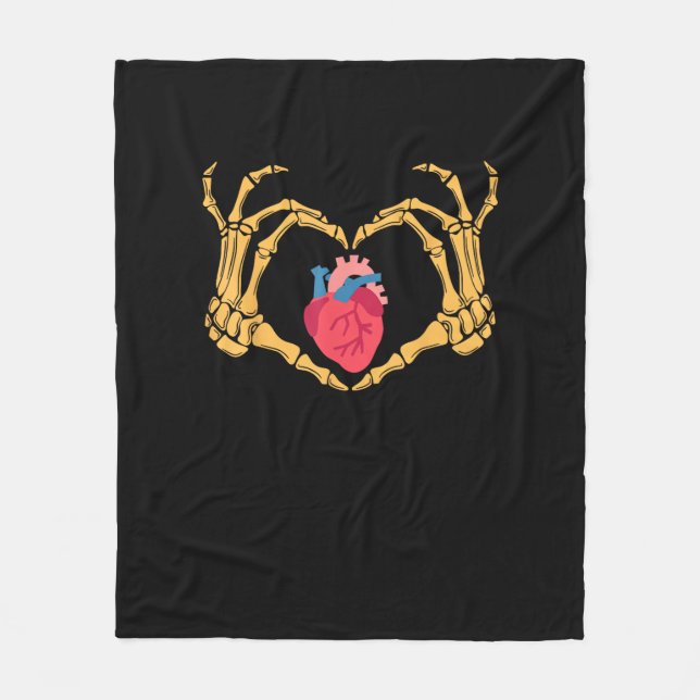 Skeletton Hand Herz Anatomie Herzerkrankung Cvicu  Fleecedecke (Vorderseite)