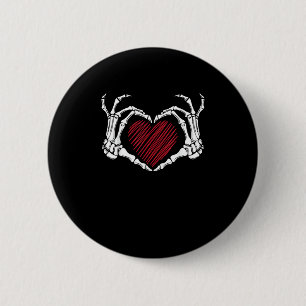 Skeletton Hand Herz Sign Costume Trending Hallowee Button