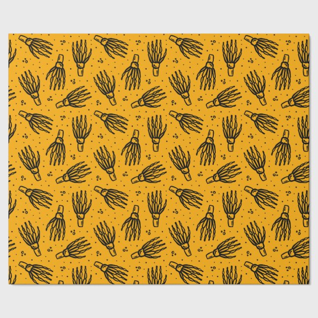 Skeletton-Handmuster. Geschenkpapier (Saum)