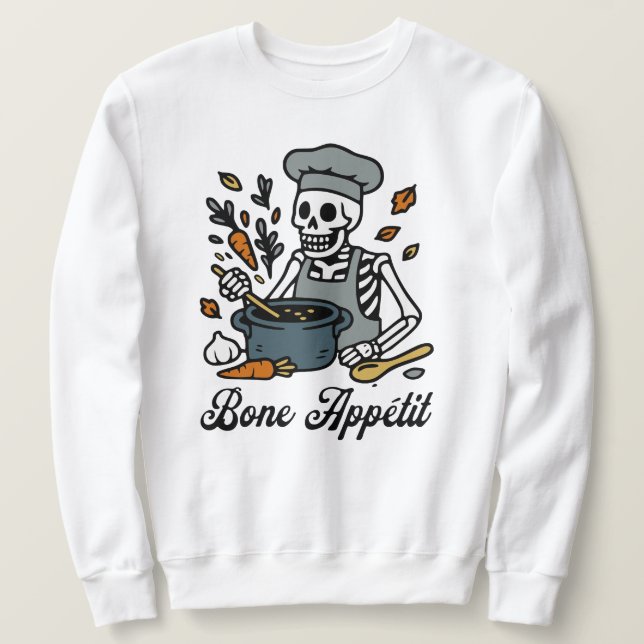 Skeletton Koch Halloween - Spooky Fall Kochen Sweatshirt (Design vorne)