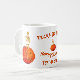 Skeletton Kürbislaterne Halloween Personalisiert Kaffeetasse