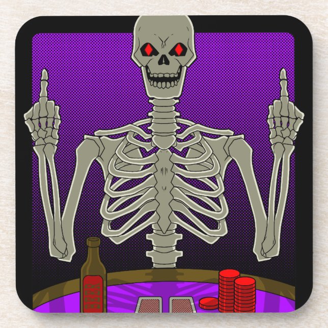 Skeletton-Poker Gedreht Untersetzer (Vorderseite)