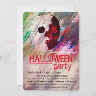 Skeletton Rote gestrichene Halloween Wasserfarbe R Einladung