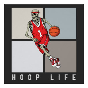 Skeletton-Shirt   Halloween Basketball Design Poster