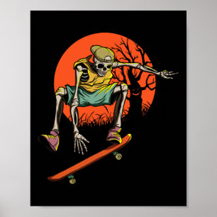 Skeletton-Skater zu Halloween mit Skateboard Poster