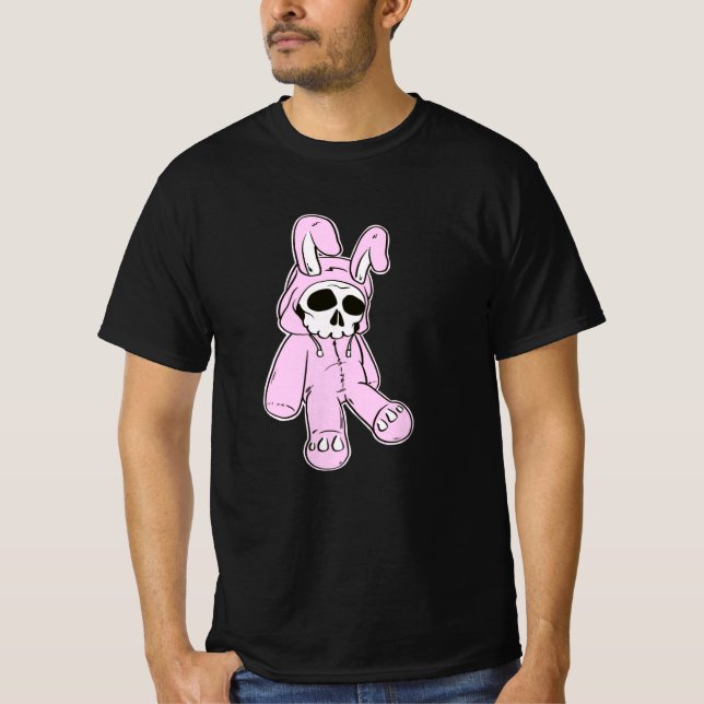 Skeletton Skull Pink Dead Hare Kostüm Rabbit Bunny T-Shirt (Vorderseite)