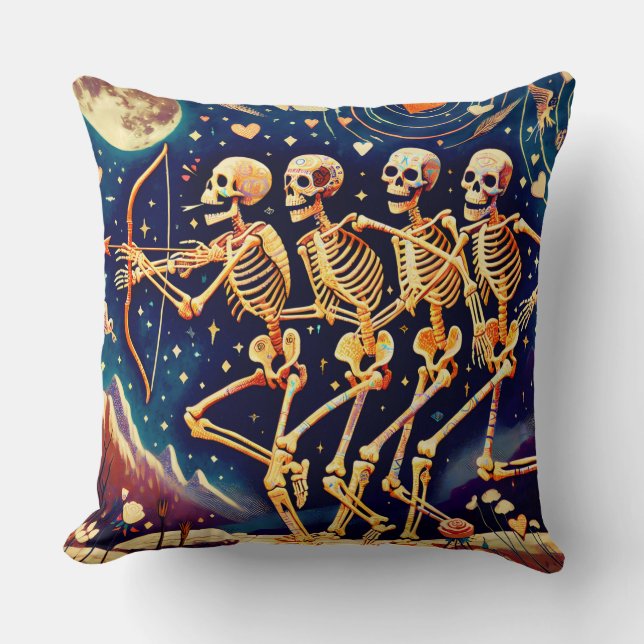 Skeletton Valentinstag Kissen (Vorderseite)