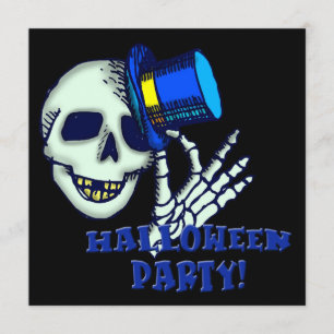 Skeletton Wearing Hat Halloween-Party Einladung
