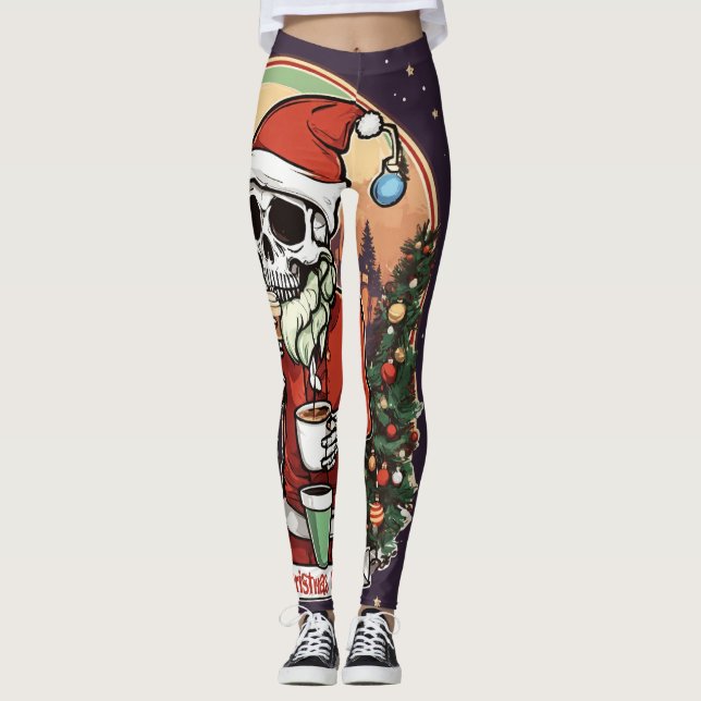 Skeletton Weihnachtsgeburt Leggings (Vorderseite)